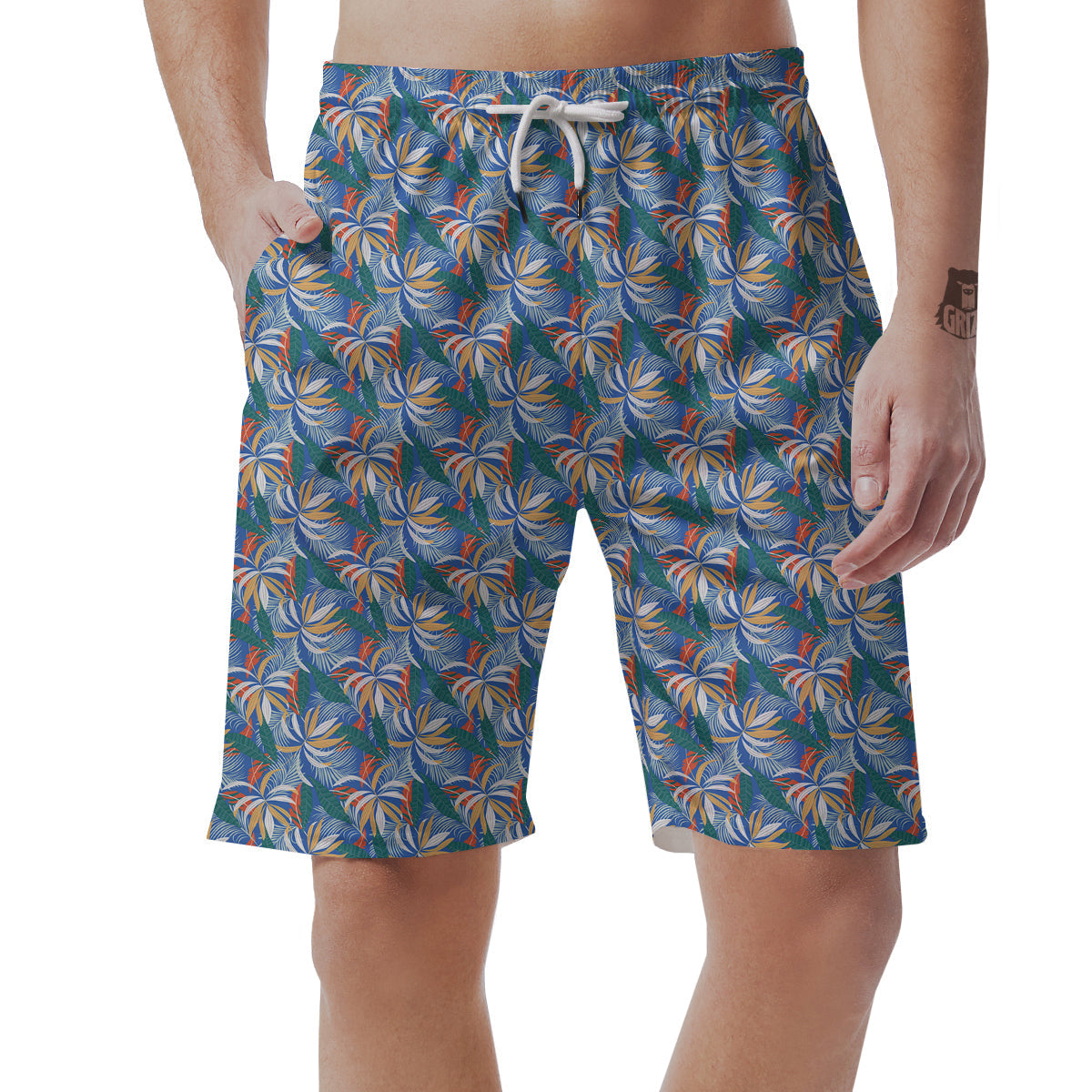 Tropical Leaf Colorful Print Pattern Men's Shorts-grizzshop