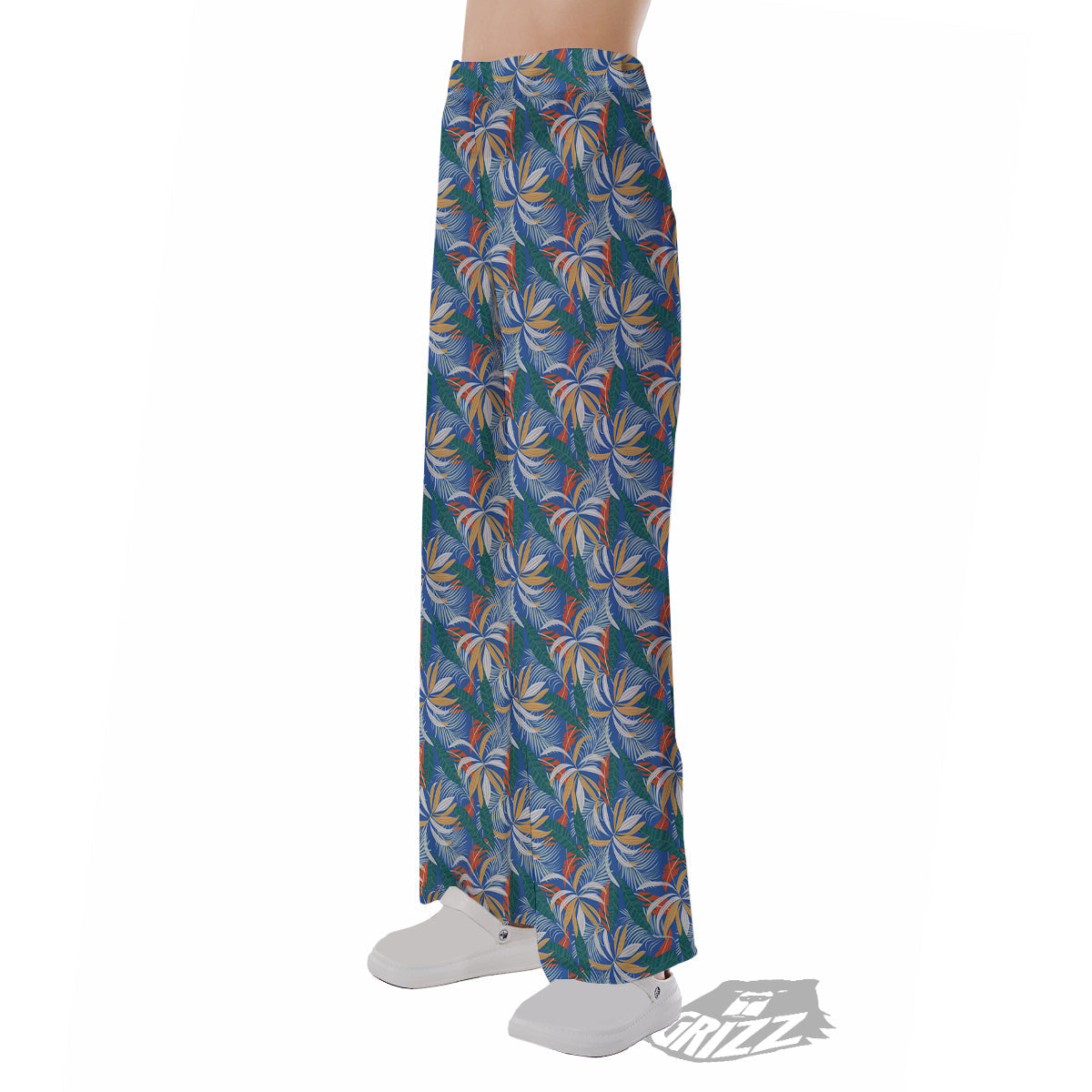 Tropical Leaf Colorful Print Pattern Pajama Pants-grizzshop