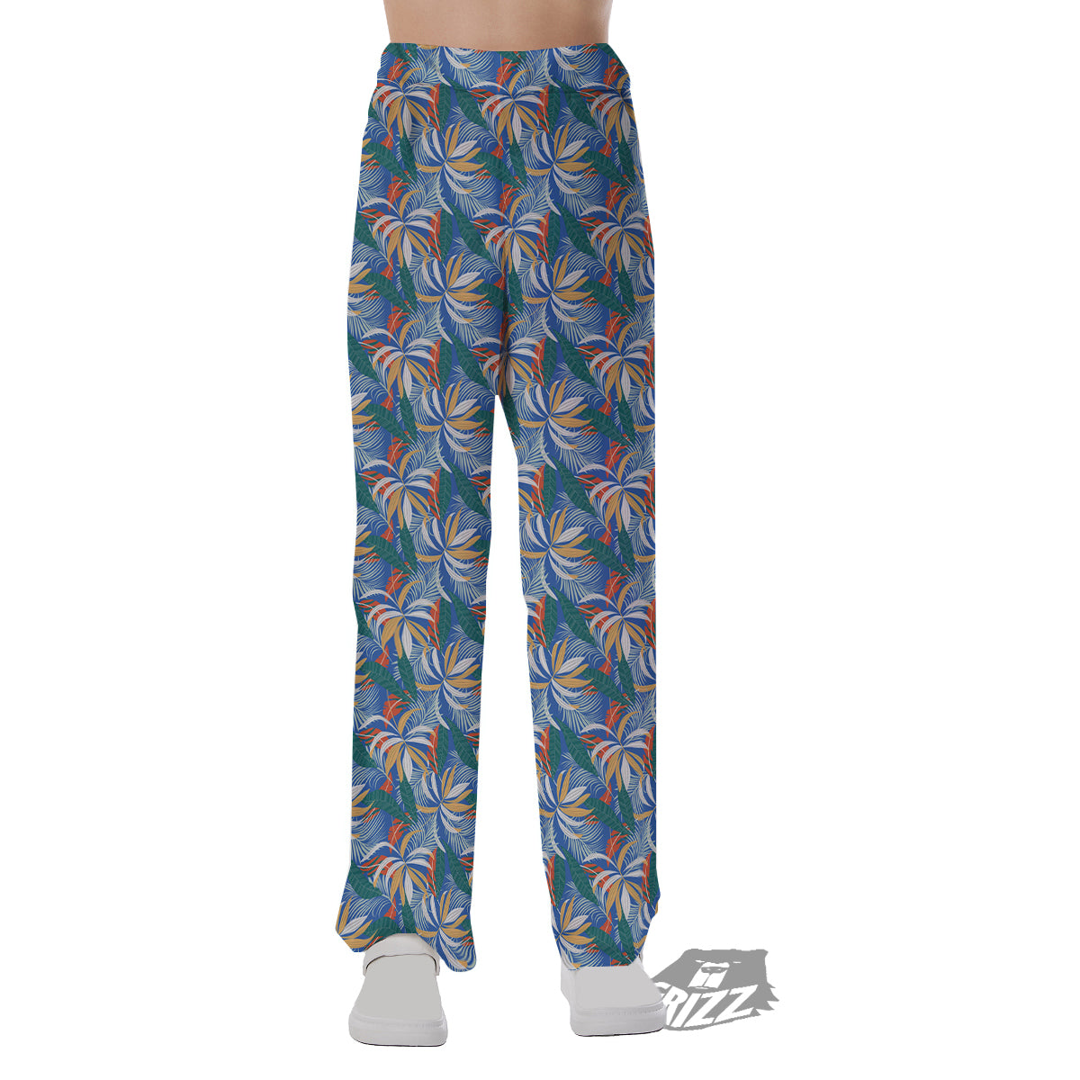 Tropical Leaf Colorful Print Pattern Pajama Pants-grizzshop