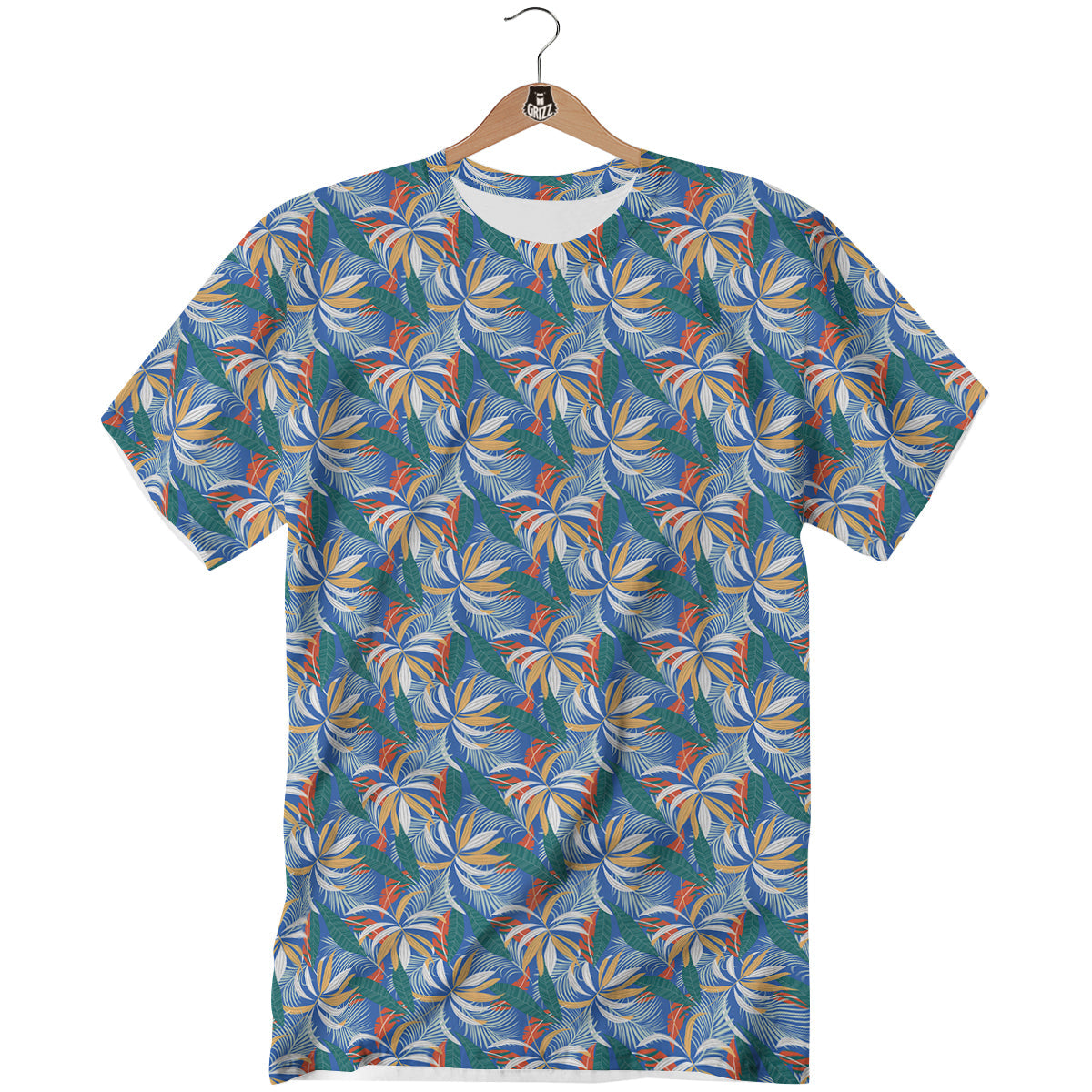 Tropical Leaf Colorful Print Pattern T-Shirt-grizzshop