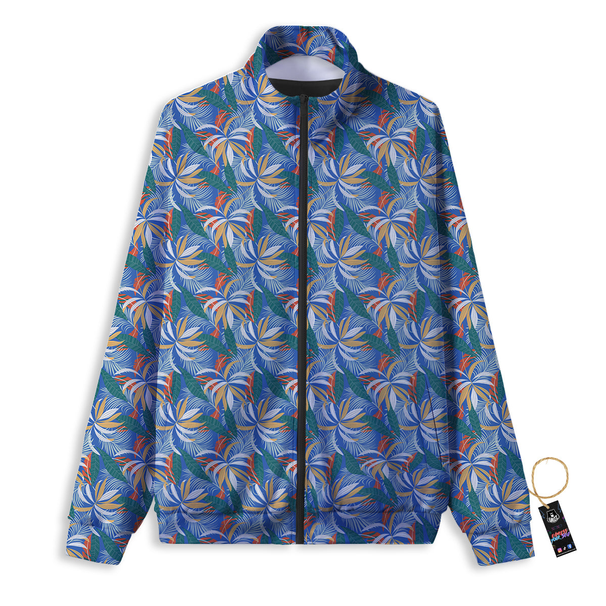 Tropical Leaf Colorful Print Pattern Track Jacket-grizzshop