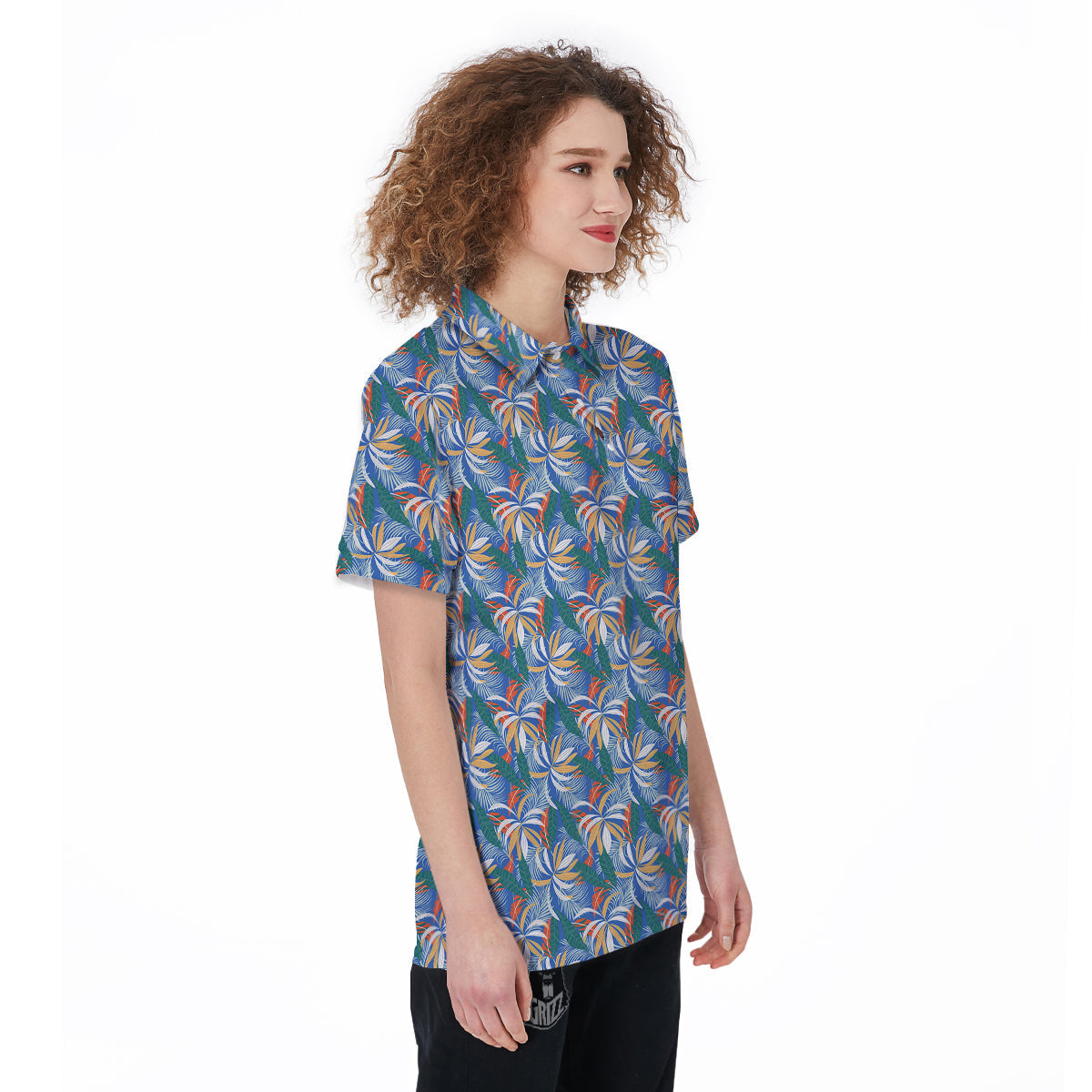Tropical Leaf Colorful Print Pattern Women's Golf Shirts-grizzshop