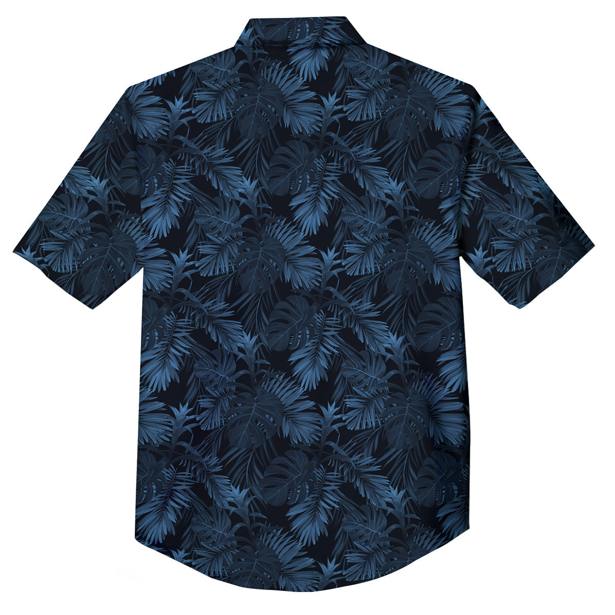 Tropical Leaf Dark Blue Print Pattern Button Up Shirt-grizzshop