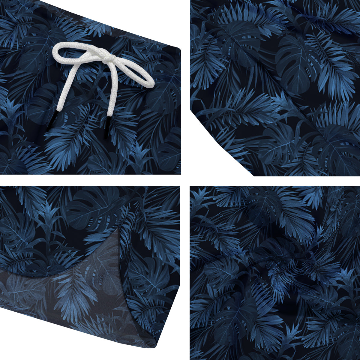 Tropical Leaf Dark Blue Print Pattern Men's Running Shorts-grizzshop