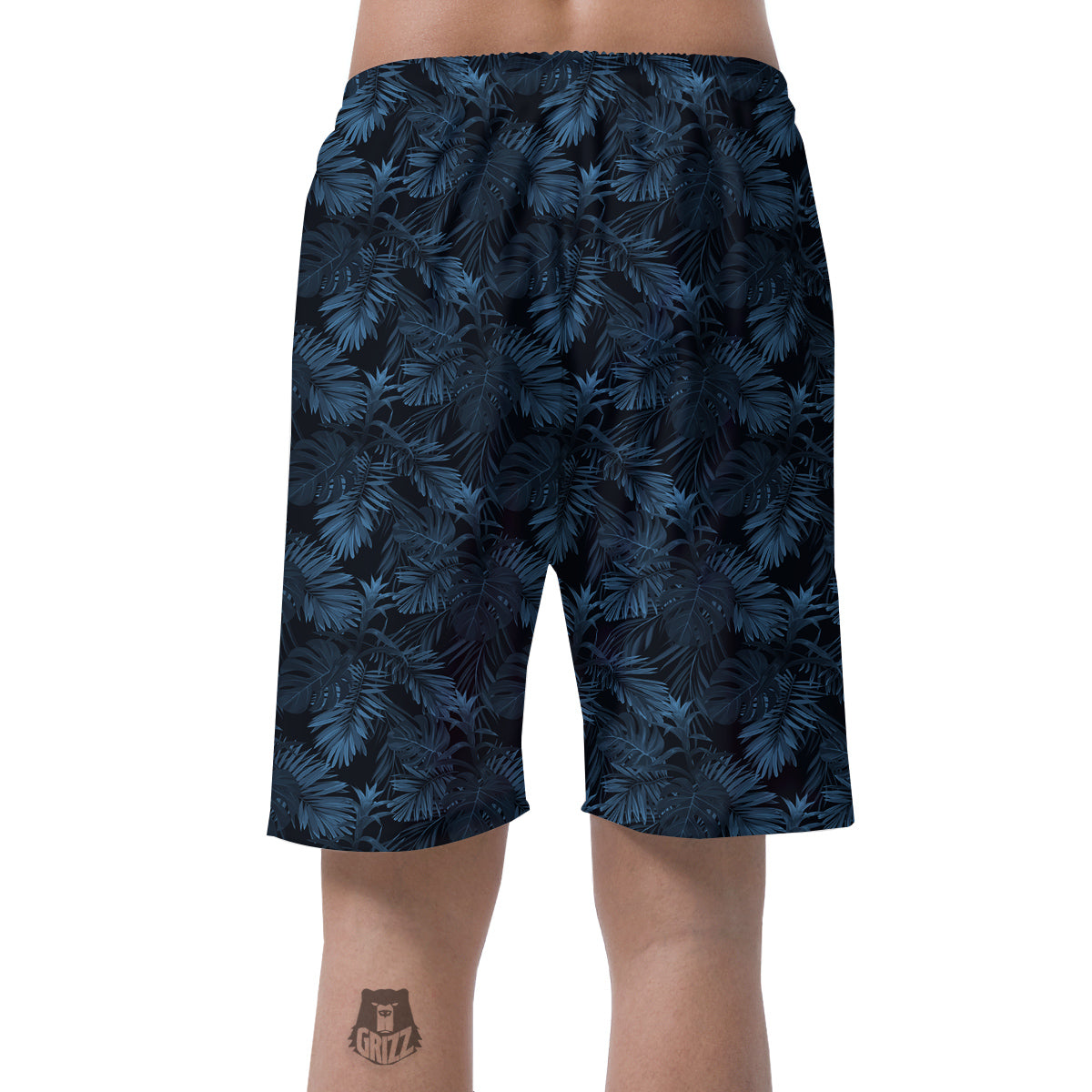 Tropical Leaf Dark Blue Print Pattern Men's Shorts-grizzshop
