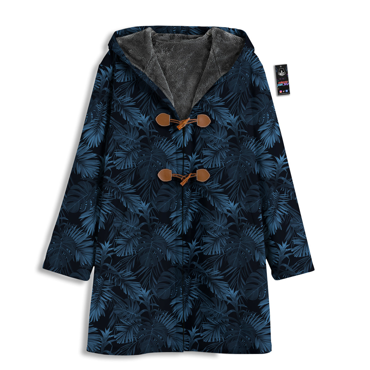Tropical Leaf Dark Blue Print Pattern Men's Windbreaker Jacket-grizzshop