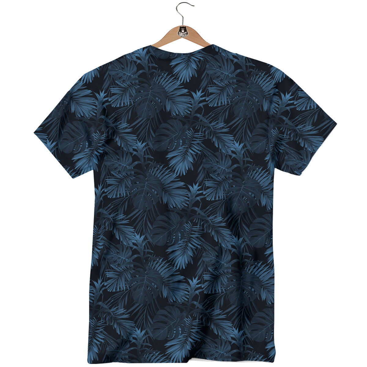 Tropical Leaf Dark Blue Print Pattern T-Shirt-grizzshop