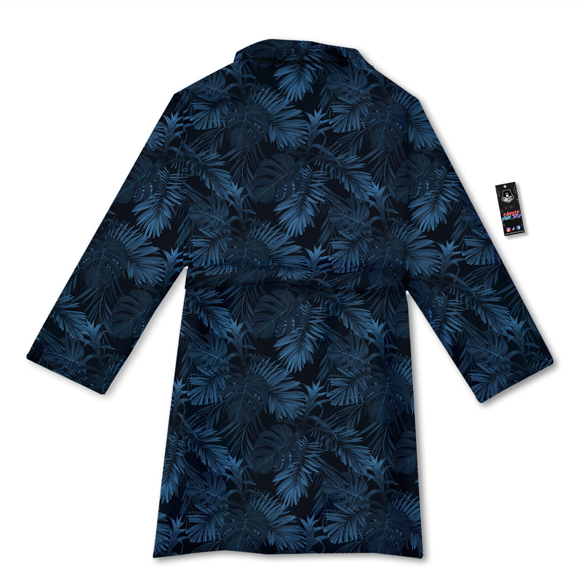 Tropical Leaf Dark Print Pattern Bathrobe-grizzshop