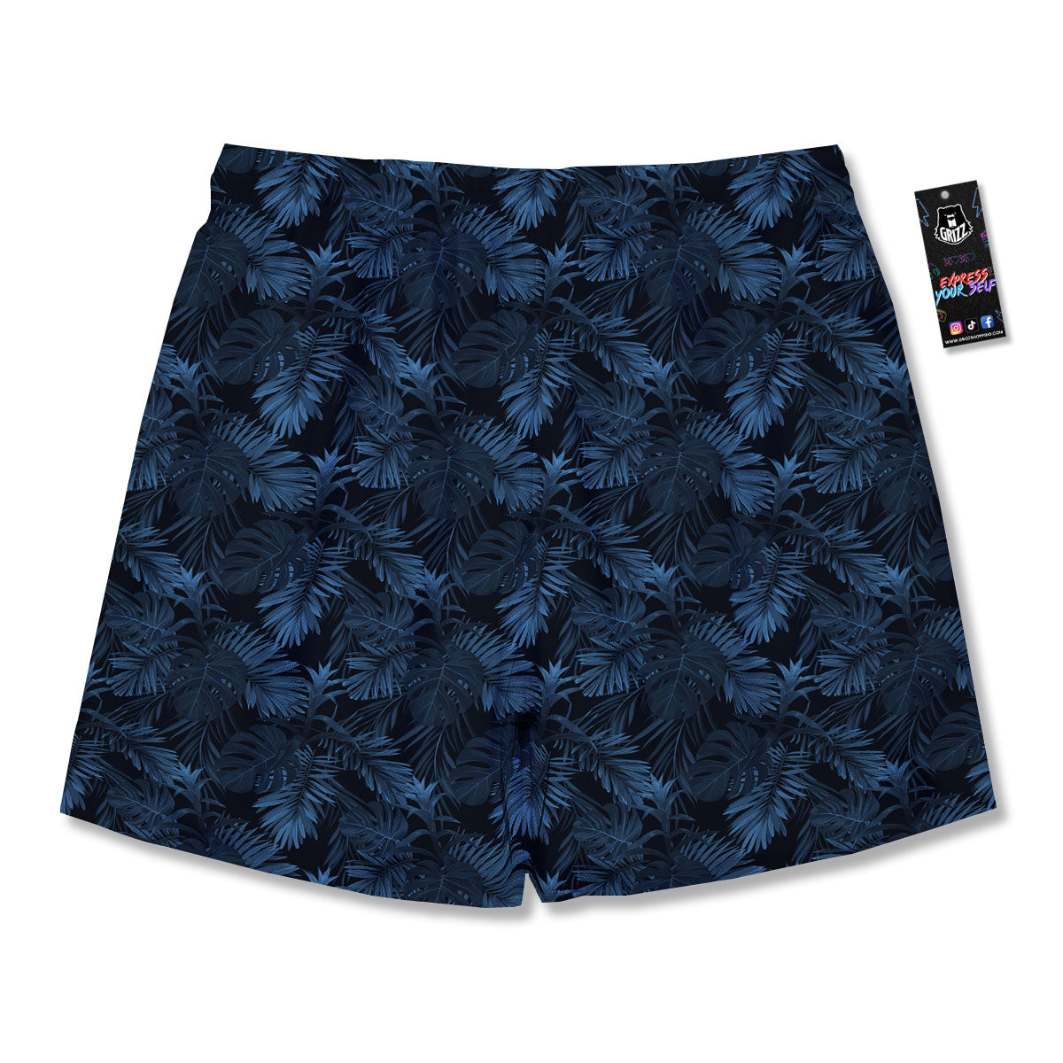 Tropical Leaf Dark Print Pattern Men's Running Shorts-grizzshop