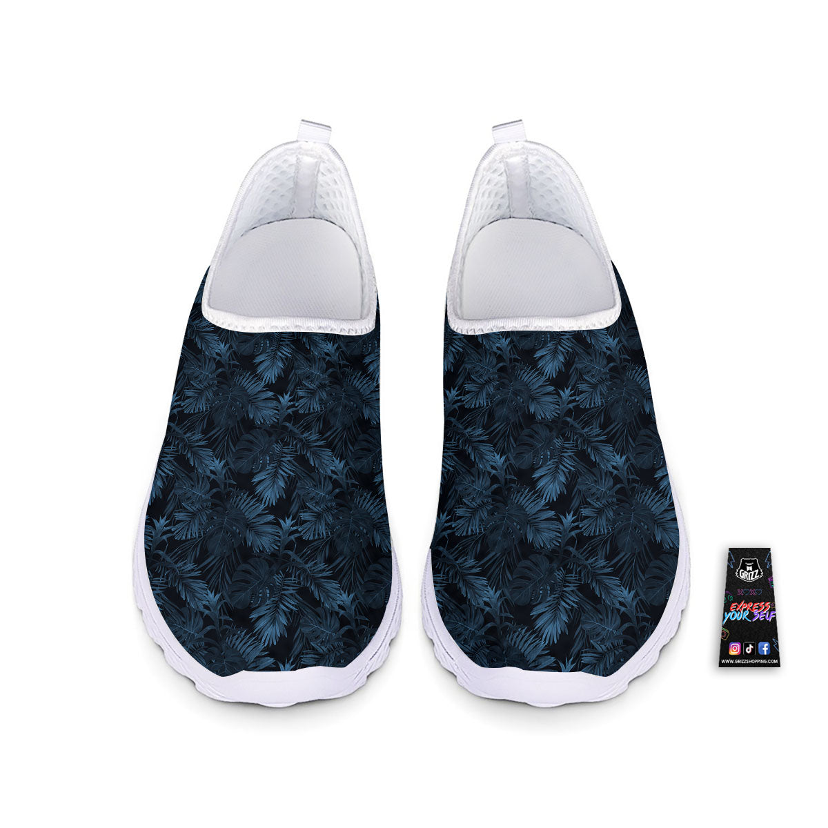 Tropical Leaf Dark Print Pattern Nurse Shoes-grizzshop