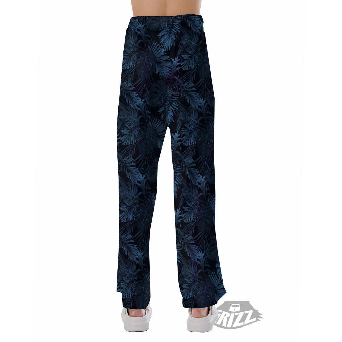 Tropical Leaf Dark Print Pattern Pajama Pants-grizzshop