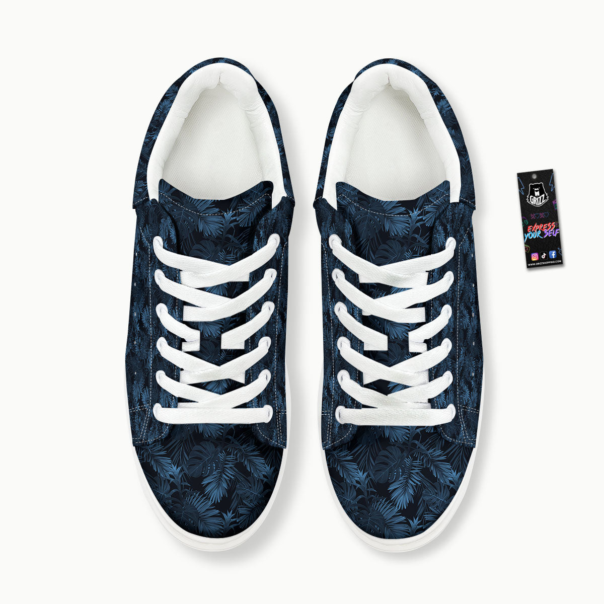 Tropical Leaf Dark Print Pattern Platform Shoes-grizzshop