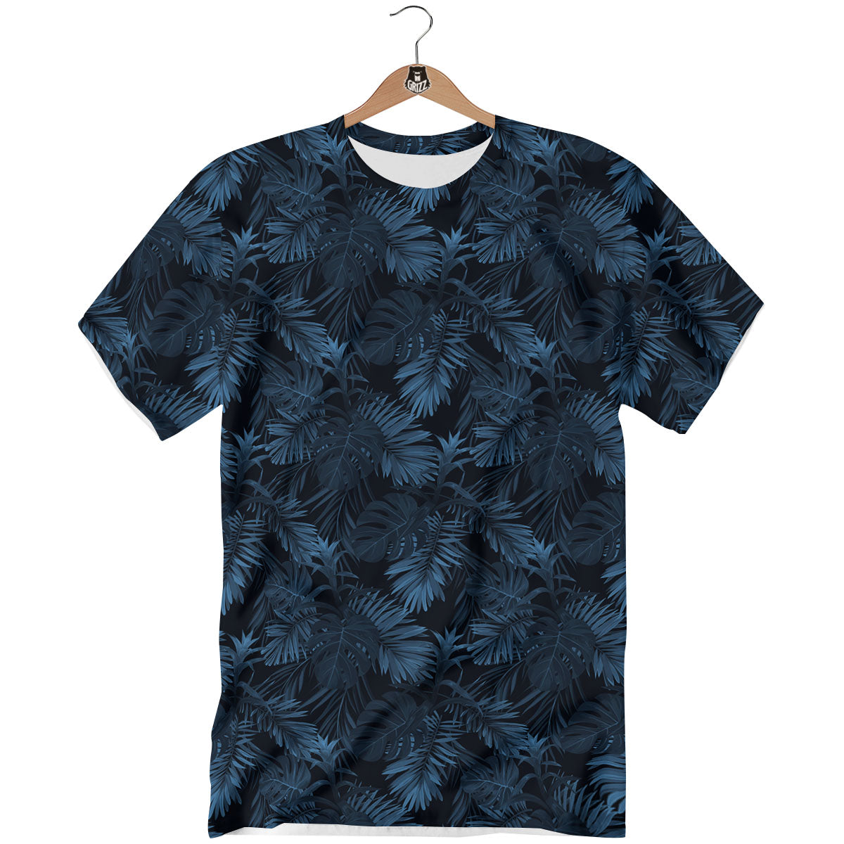 Tropical Leaf Dark Print Pattern T-Shirt-grizzshop