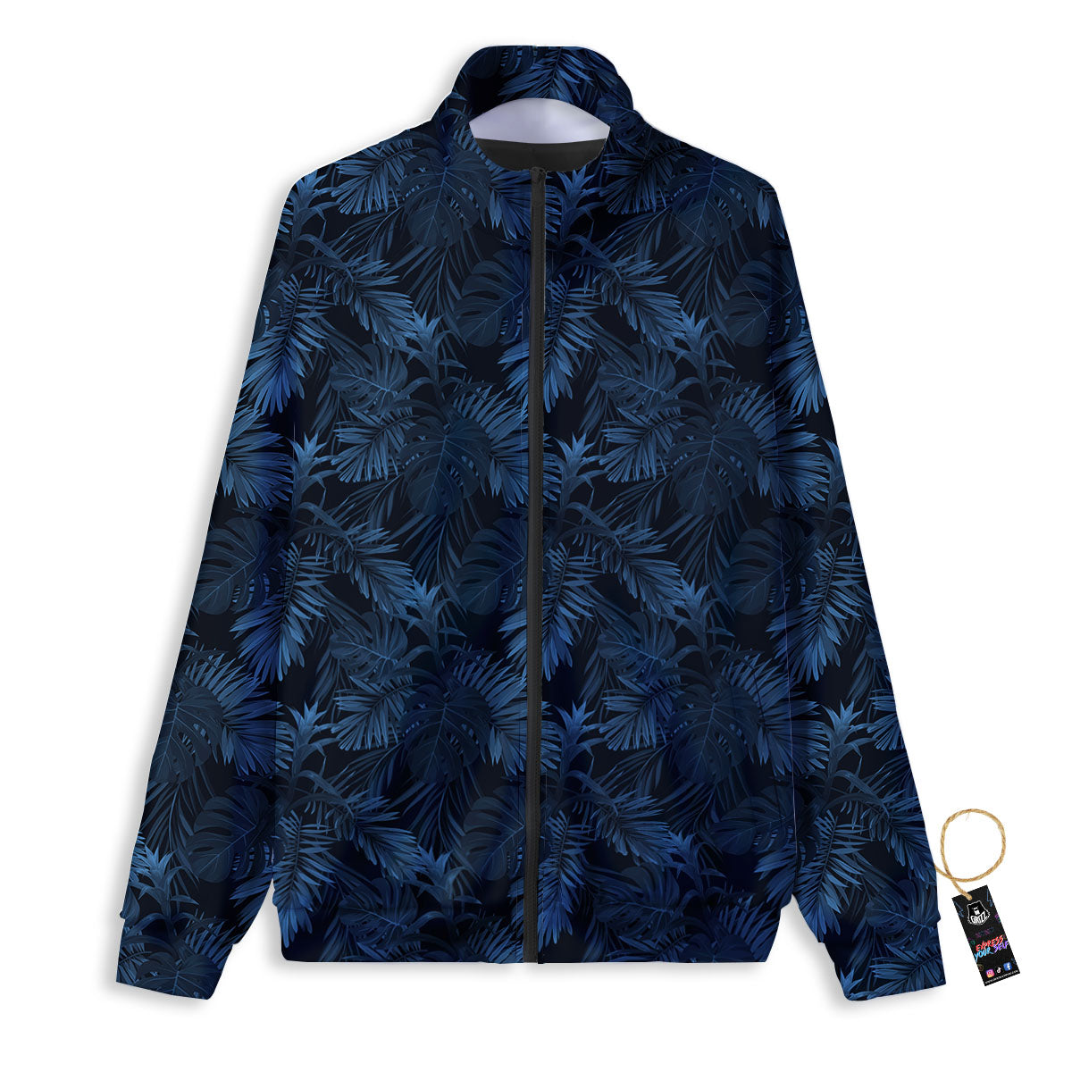 Tropical Leaf Dark Print Pattern Track Jacket-grizzshop