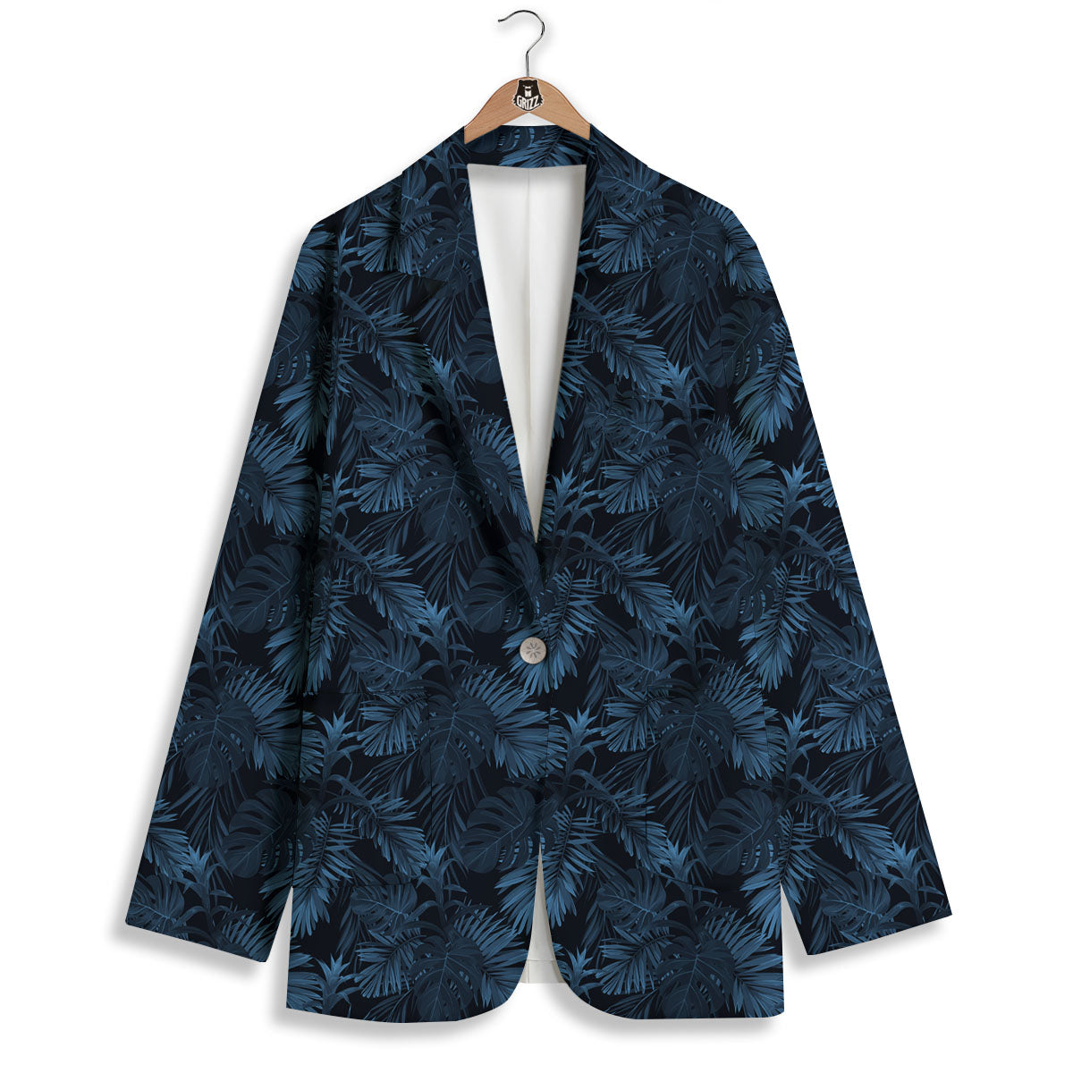 Tropical Leaf Dark Print Pattern Women's Blazer-grizzshop