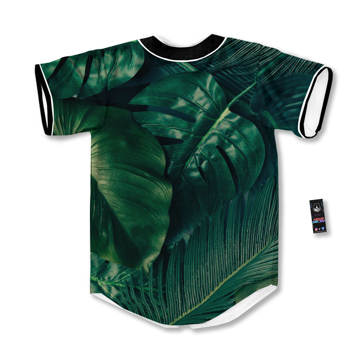 Tropical Leaf Natural Print Baseball Jersey-grizzshop