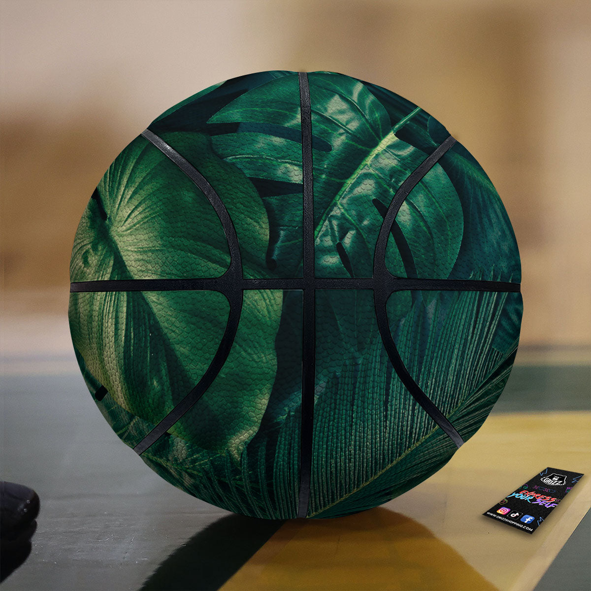 Tropical Leaf Natural Print Basketball-grizzshop