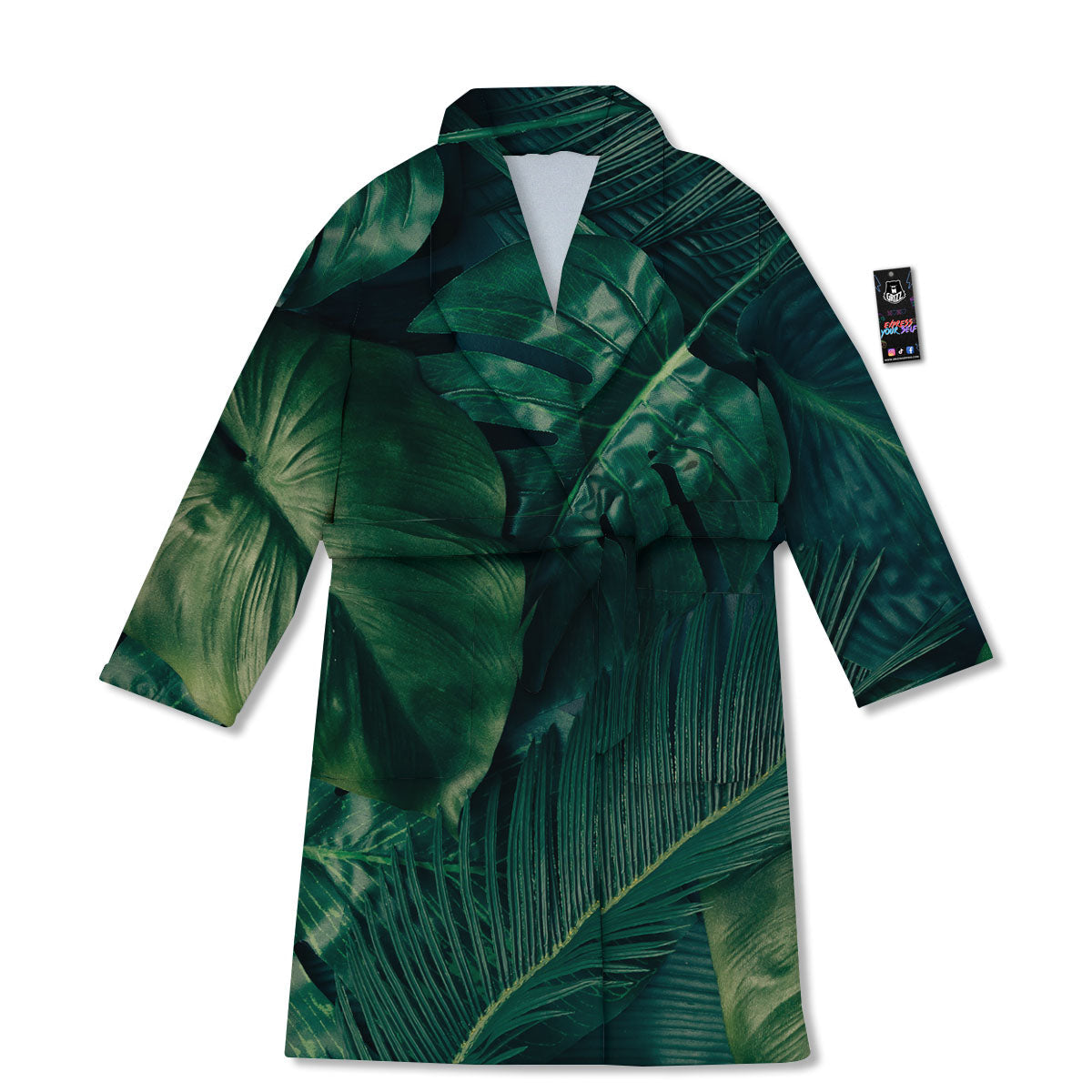 Tropical Leaf Natural Print Bathrobe-grizzshop