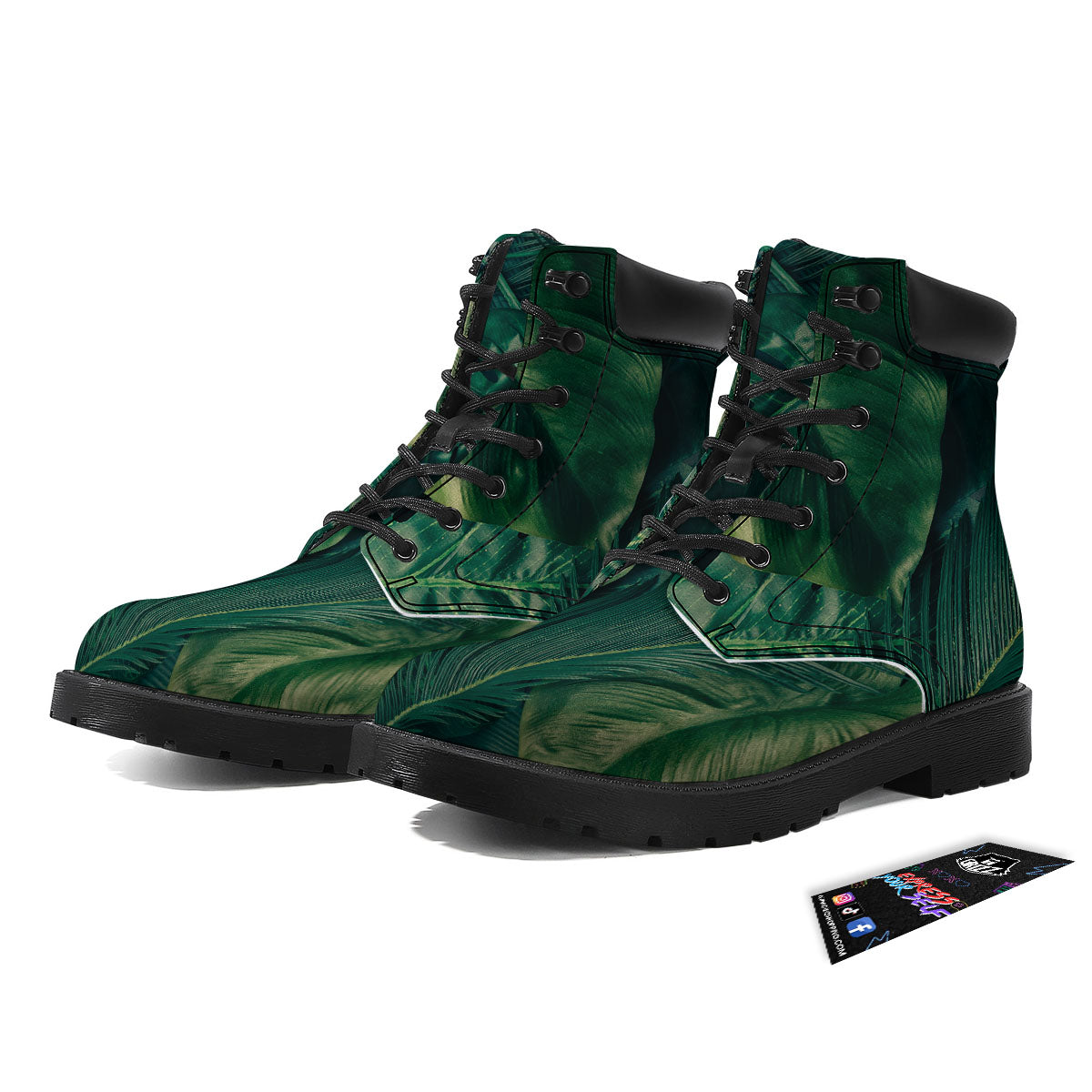 Tropical Leaf Natural Print Boots-grizzshop