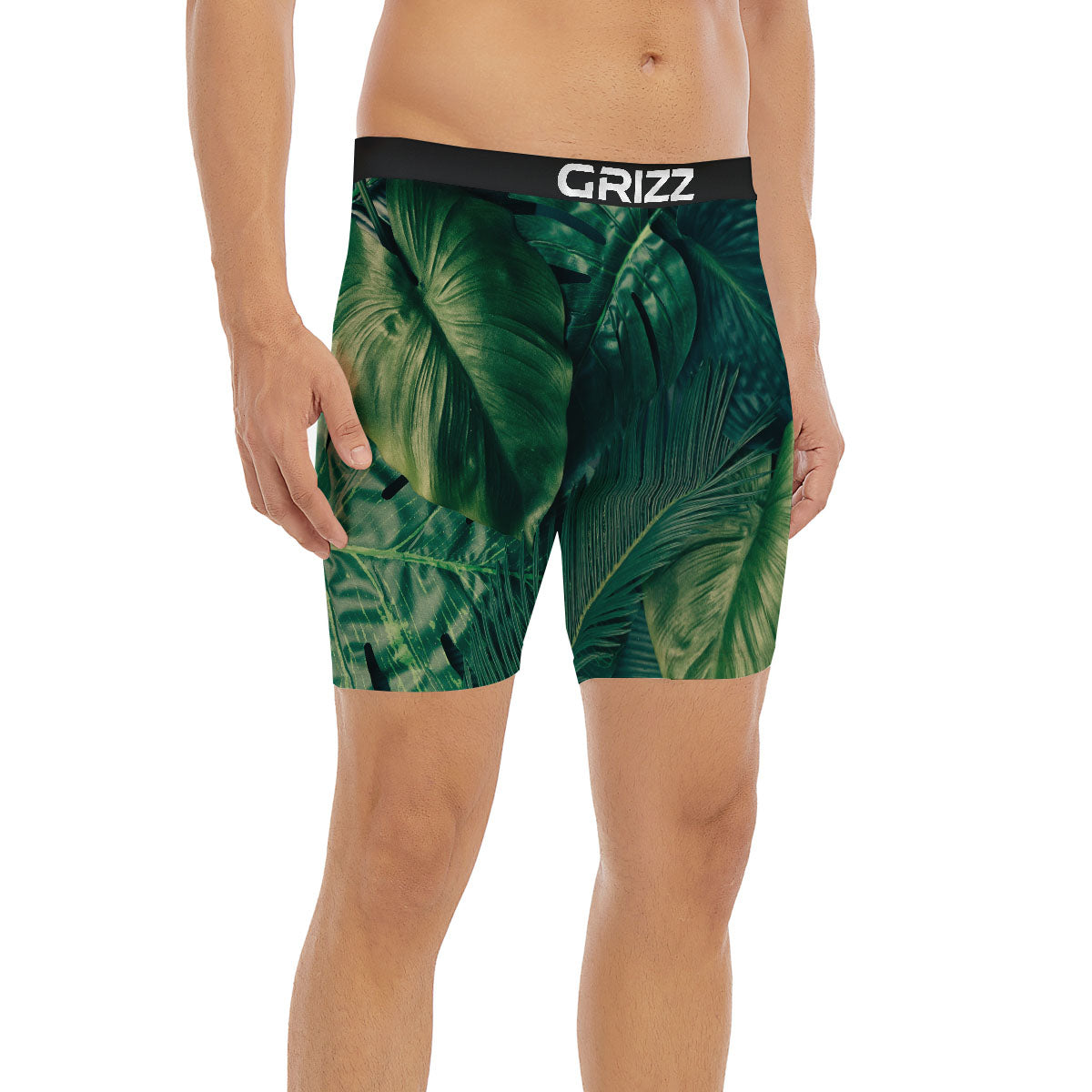 Tropical Leaf Natural Print Boxer Briefs-grizzshop