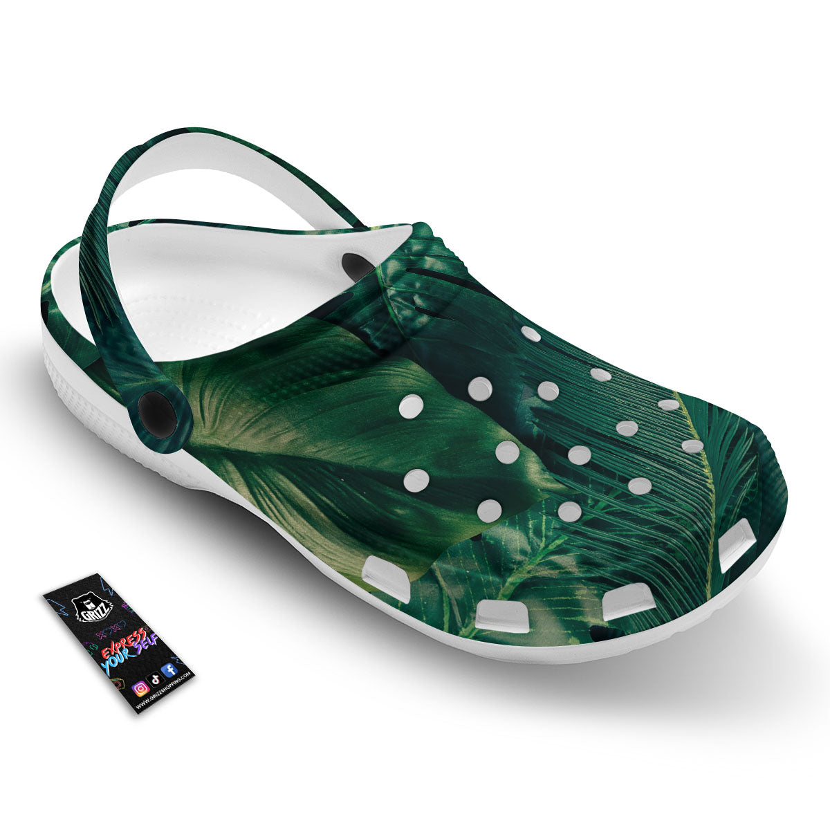 Tropical Leaf Natural Print Clog-grizzshop