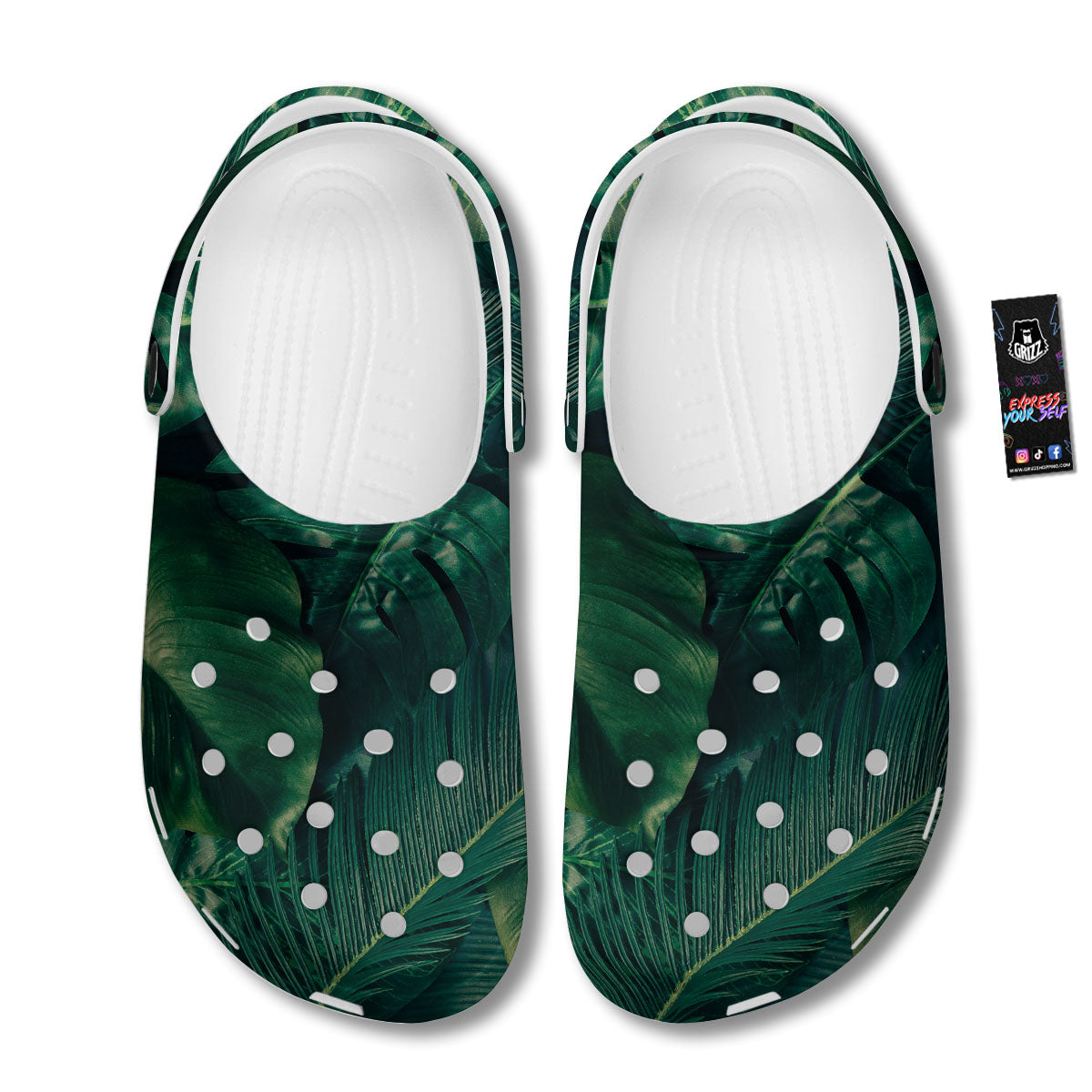 Tropical Leaf Natural Print Clog-grizzshop
