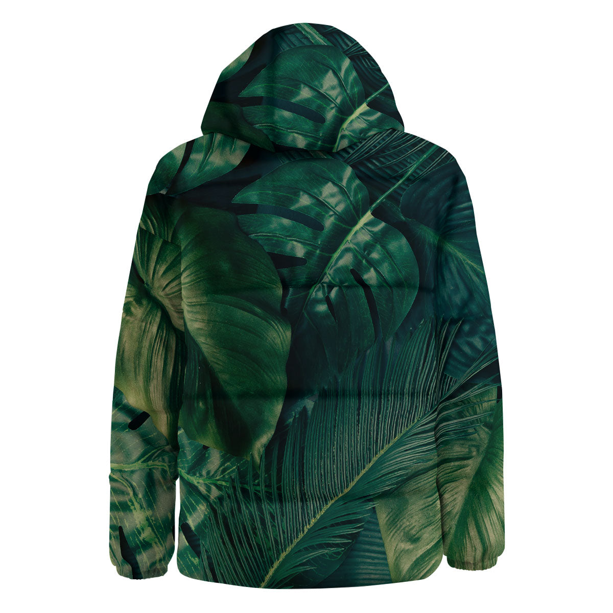 Tropical Leaf Natural Print Down Jacket-grizzshop