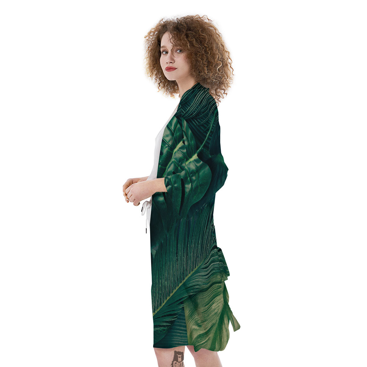 Tropical Leaf Natural Print Kimono-grizzshop