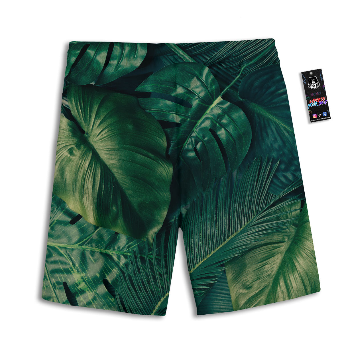Tropical Leaf Natural Print Men's Athletic Shorts