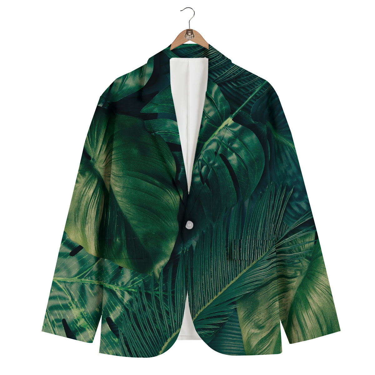 Tropical Leaf Natural Print Men's Blazer-grizzshop