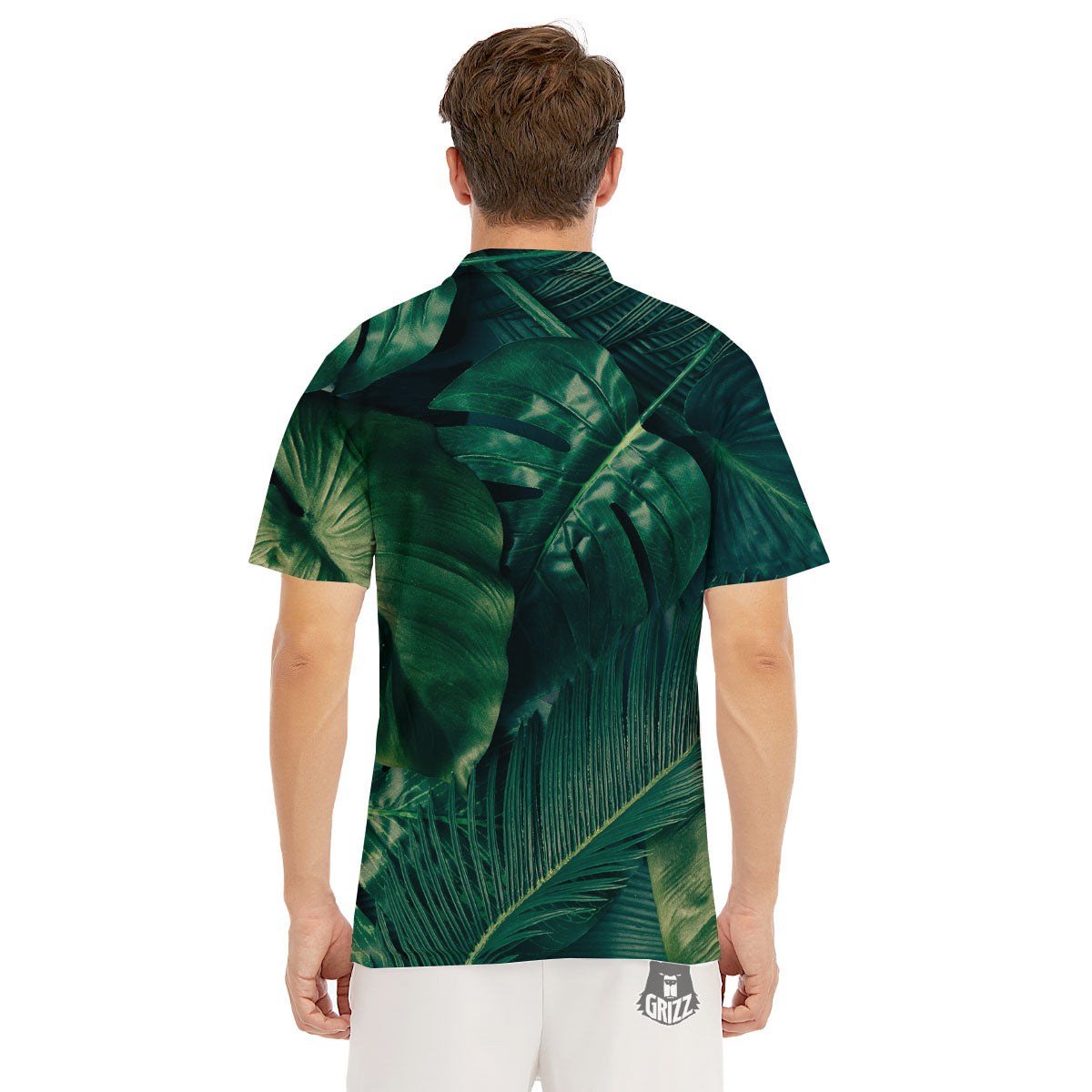Tropical Leaf Natural Print Men's Golf Shirts-grizzshop
