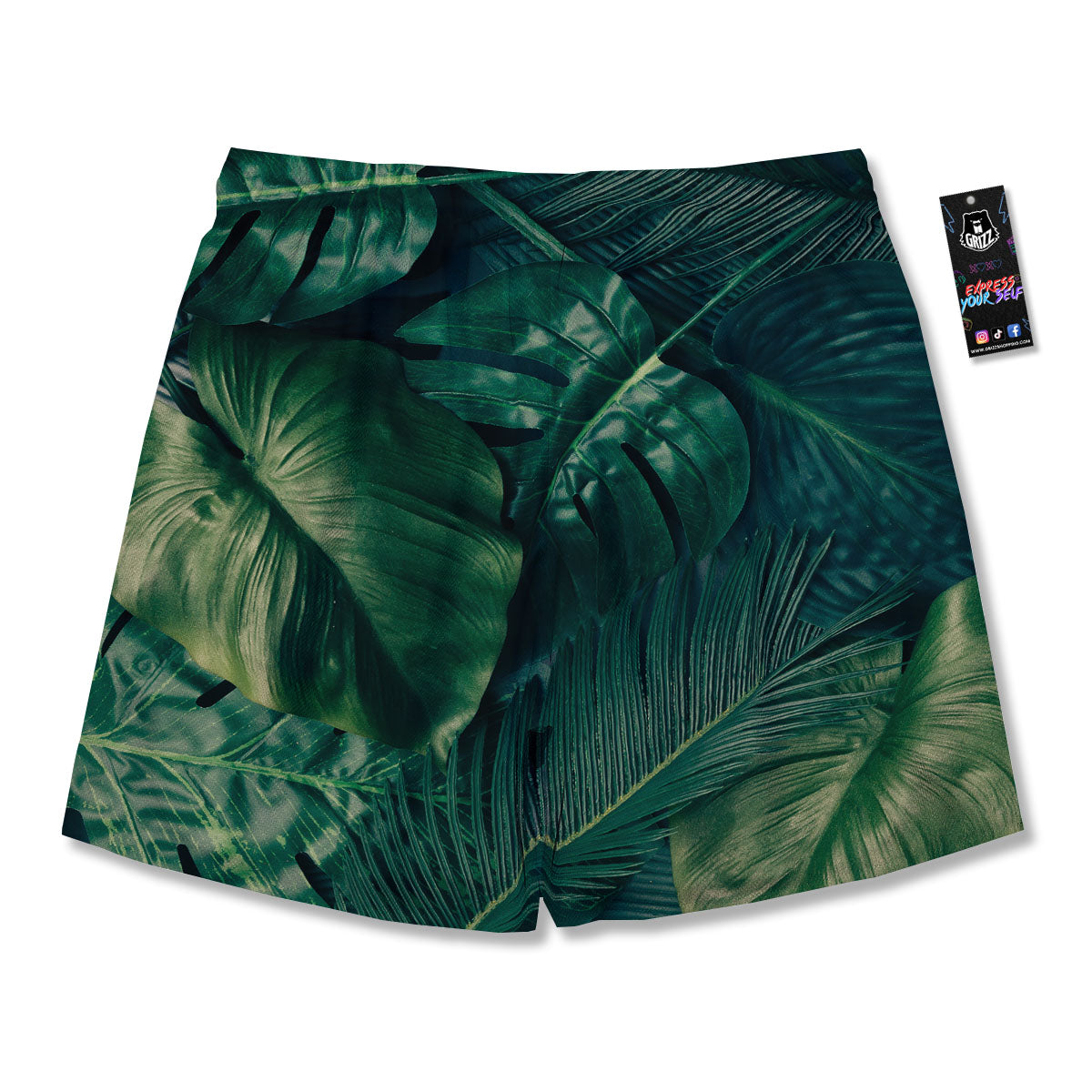 Tropical Leaf Natural Print Men's Running Shorts-grizzshop