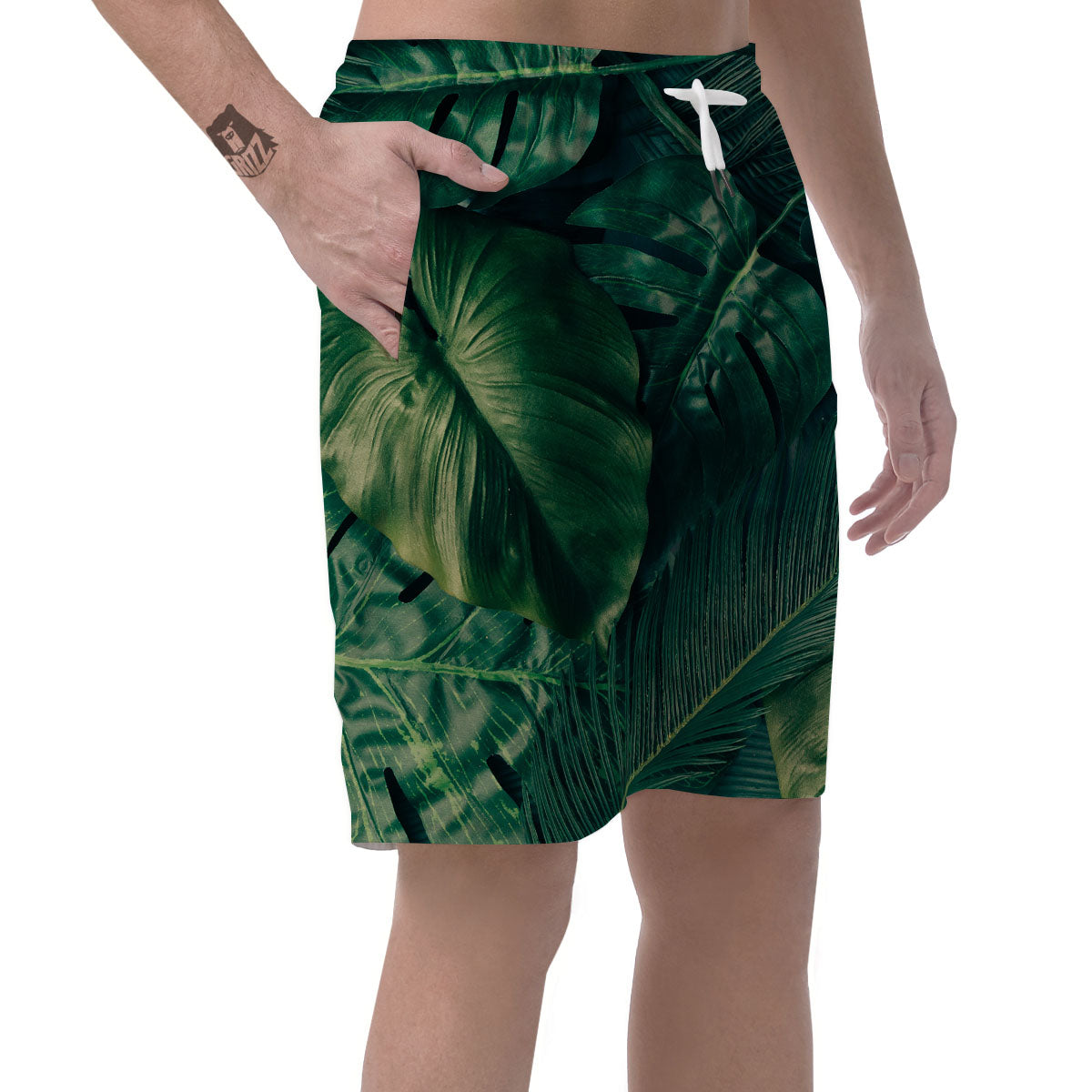 Tropical Leaf Natural Print Men's Shorts-grizzshop