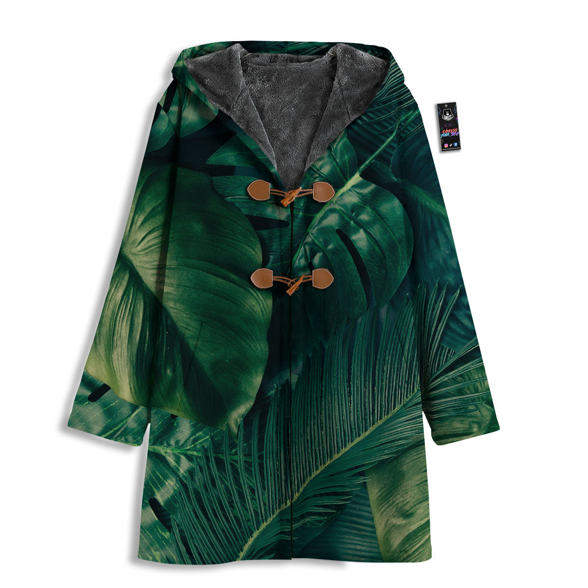 Tropical Leaf Natural Print Men's Windbreaker Jacket-grizzshop