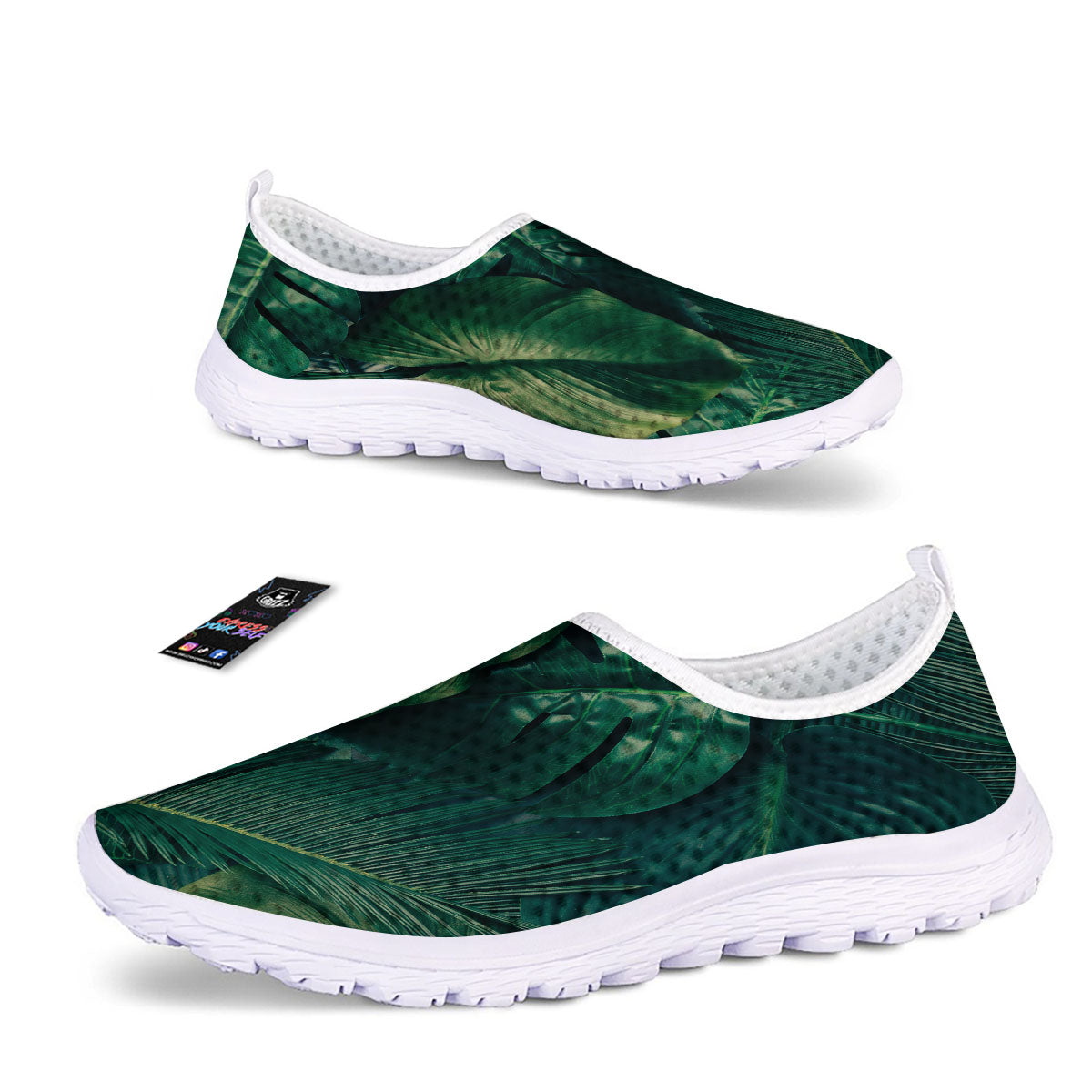 Tropical Leaf Natural Print Nurse Shoes-grizzshop
