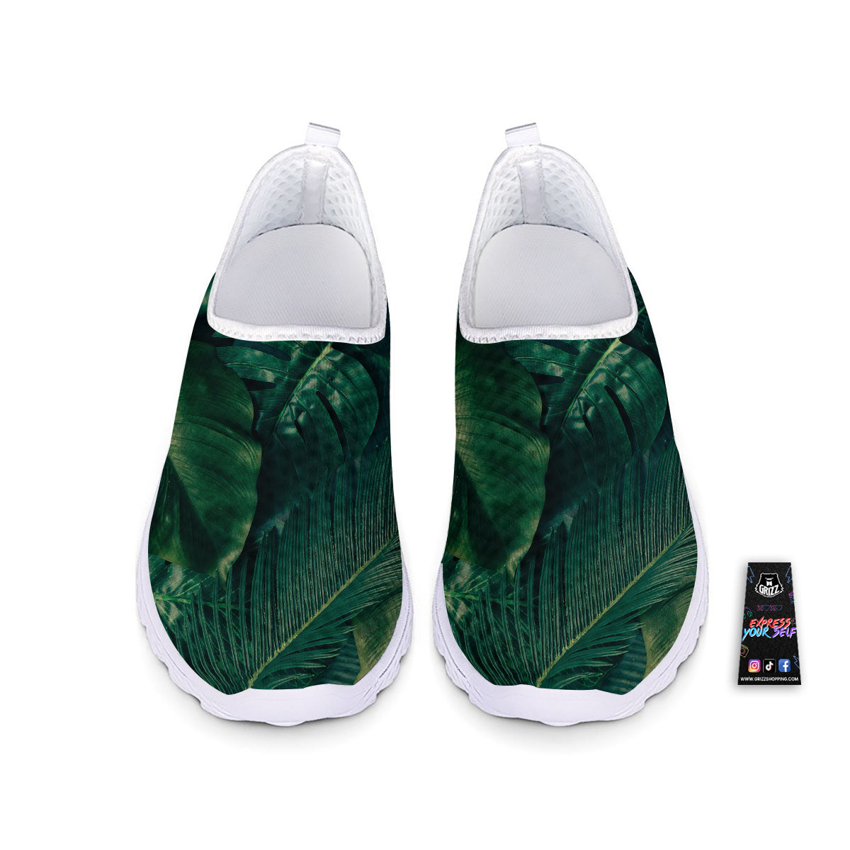 Tropical Leaf Natural Print Nurse Shoes-grizzshop