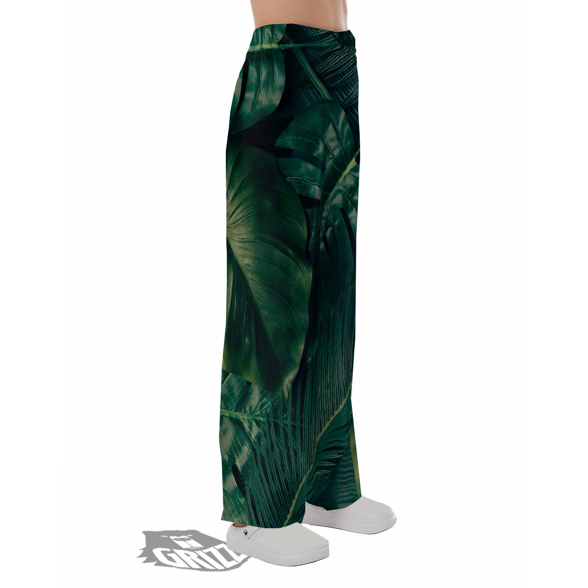 Tropical Leaf Natural Print Pajama Pants-grizzshop