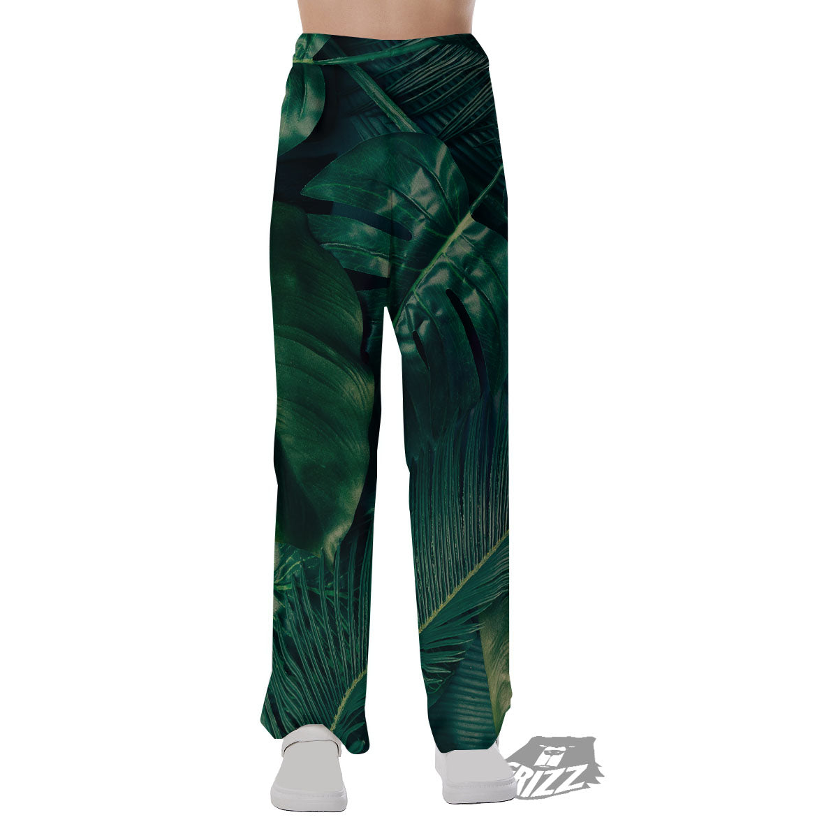 Tropical Leaf Natural Print Pajama Pants-grizzshop