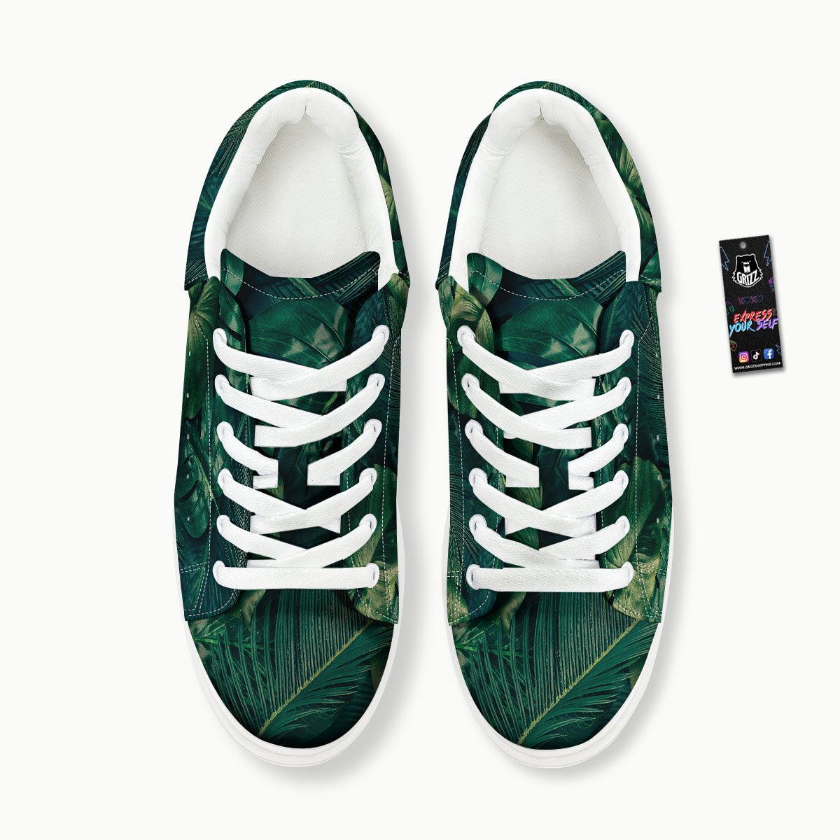 Tropical Leaf Natural Print Platform Shoes-grizzshop