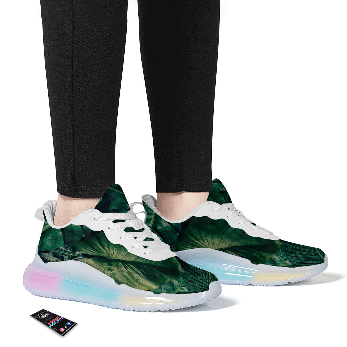 Tropical Leaf Natural Print Running Sneakers-grizzshop