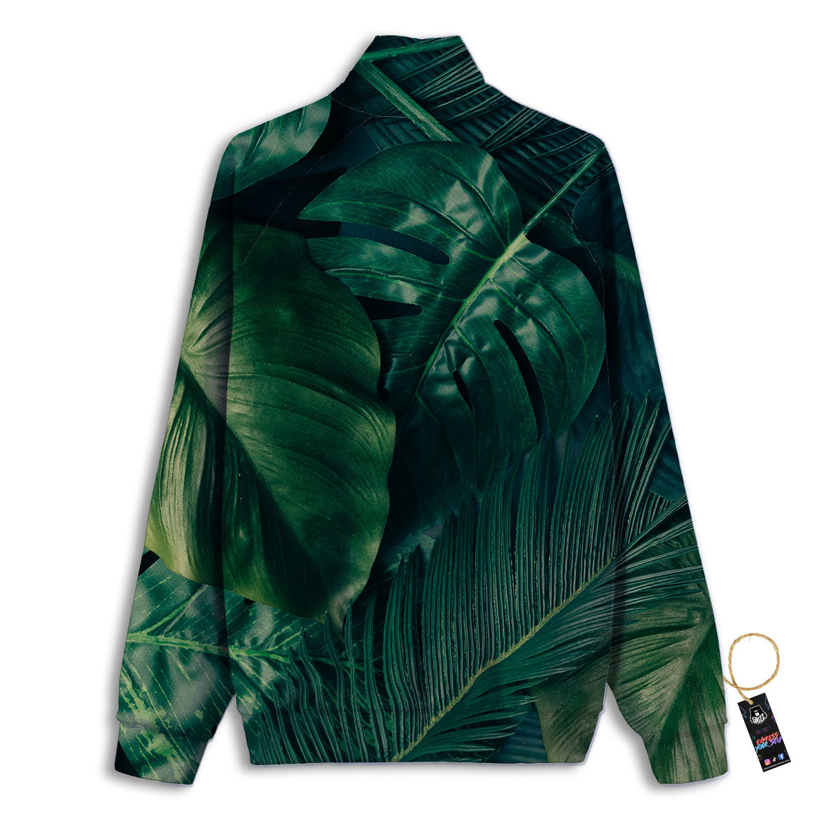 Tropical Leaf Natural Print Track Jacket-grizzshop