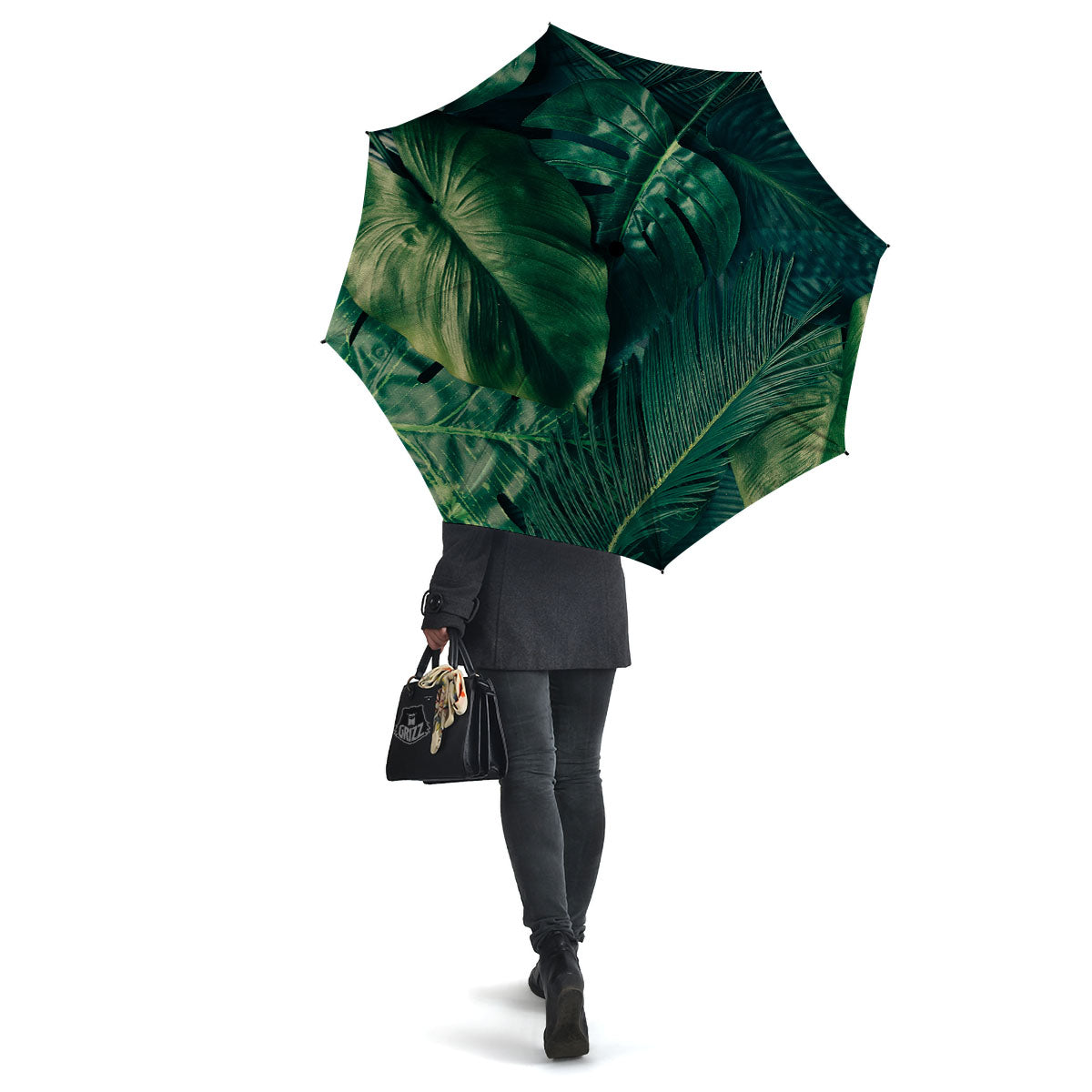 Tropical Leaf Natural Print Umbrella-grizzshop