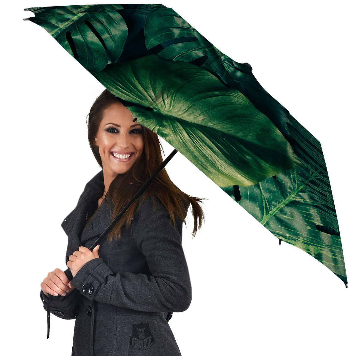 Tropical Leaf Natural Print Umbrella-grizzshop