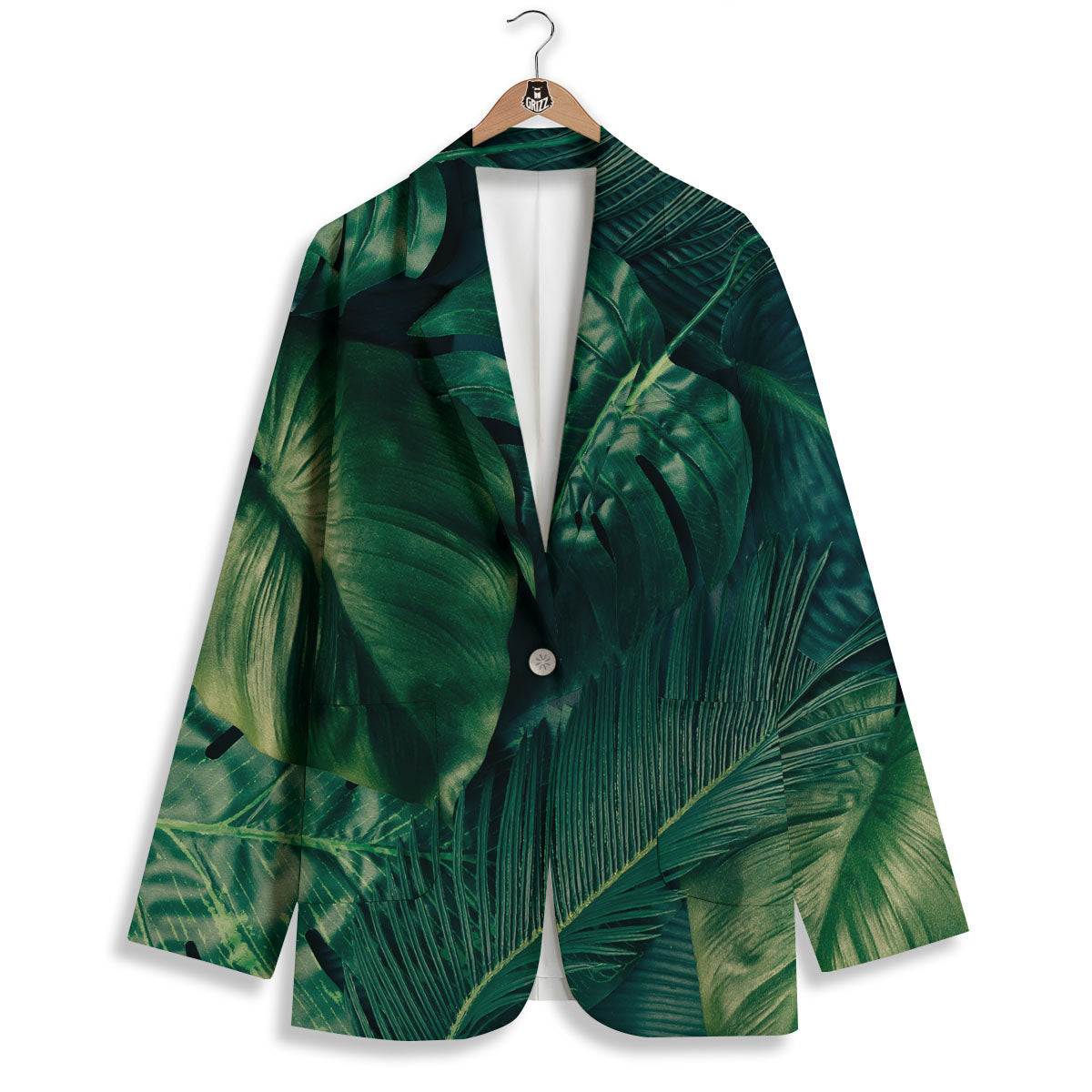 Tropical Leaf Natural Print Women's Blazer-grizzshop