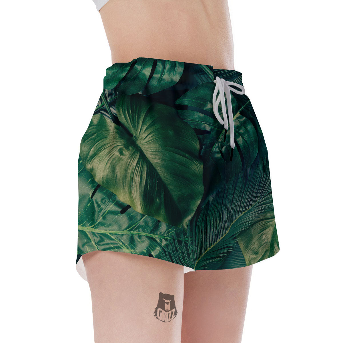 Tropical Leaf Natural Print Women's Shorts-grizzshop