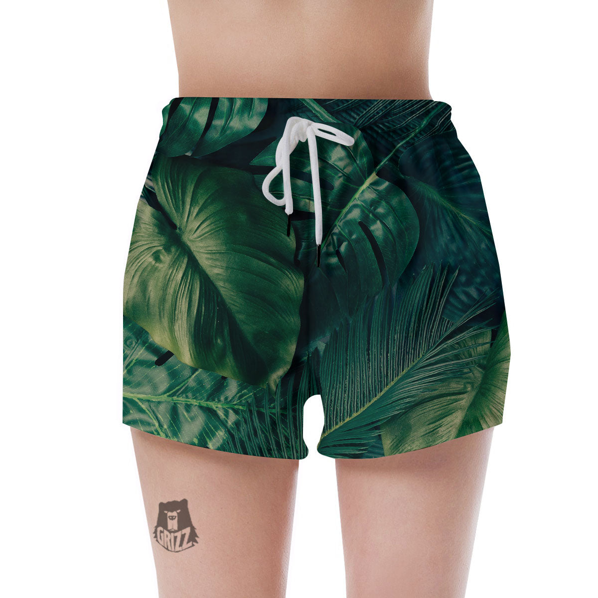 Tropical Leaf Natural Print Women's Shorts-grizzshop
