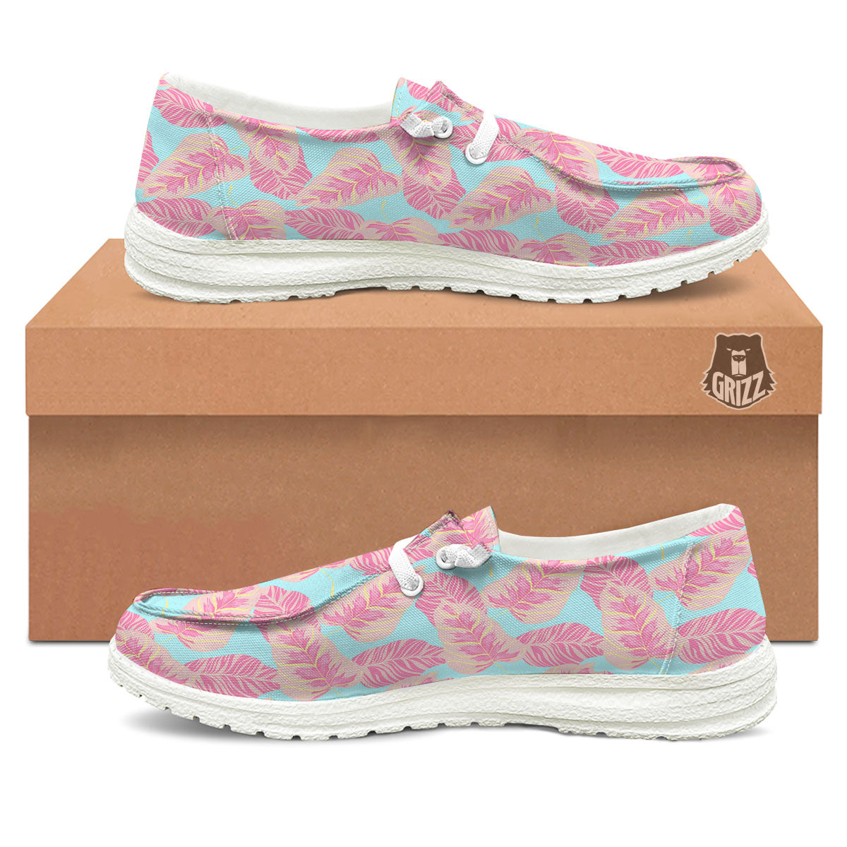 Tropical Leaf Pink And Teal Print Pattern Black Loafers-grizzshop