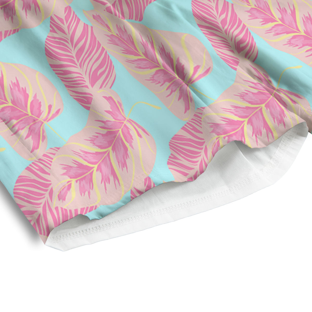 Tropical Leaf Pink And Teal Print Pattern Men's Athletic Shorts