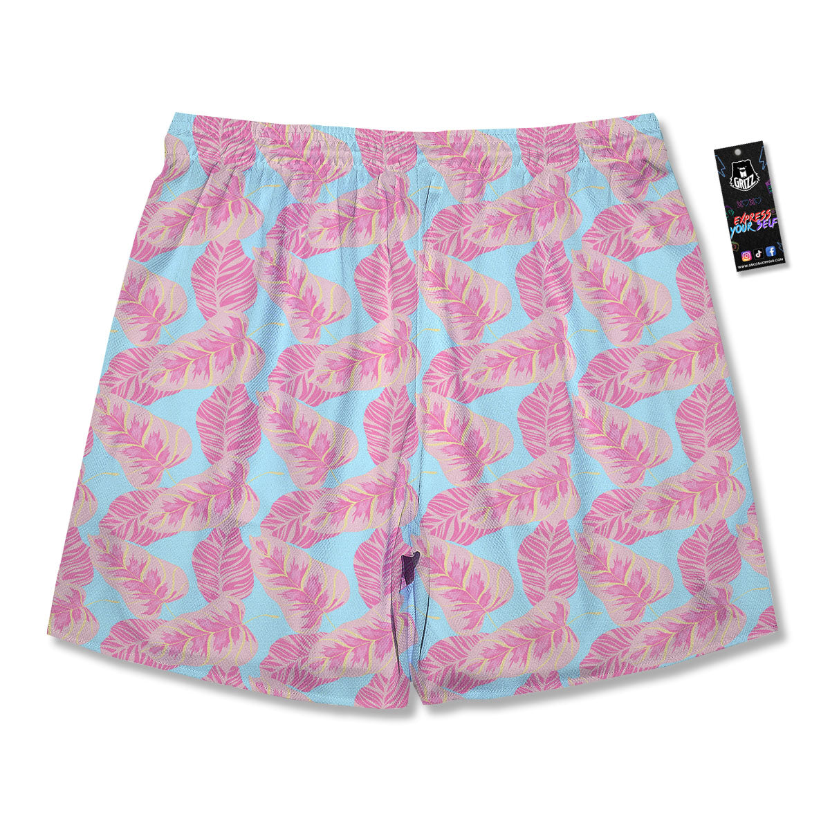 Tropical Leaf Pink And Teal Print Pattern Men's Running Shorts-grizzshop