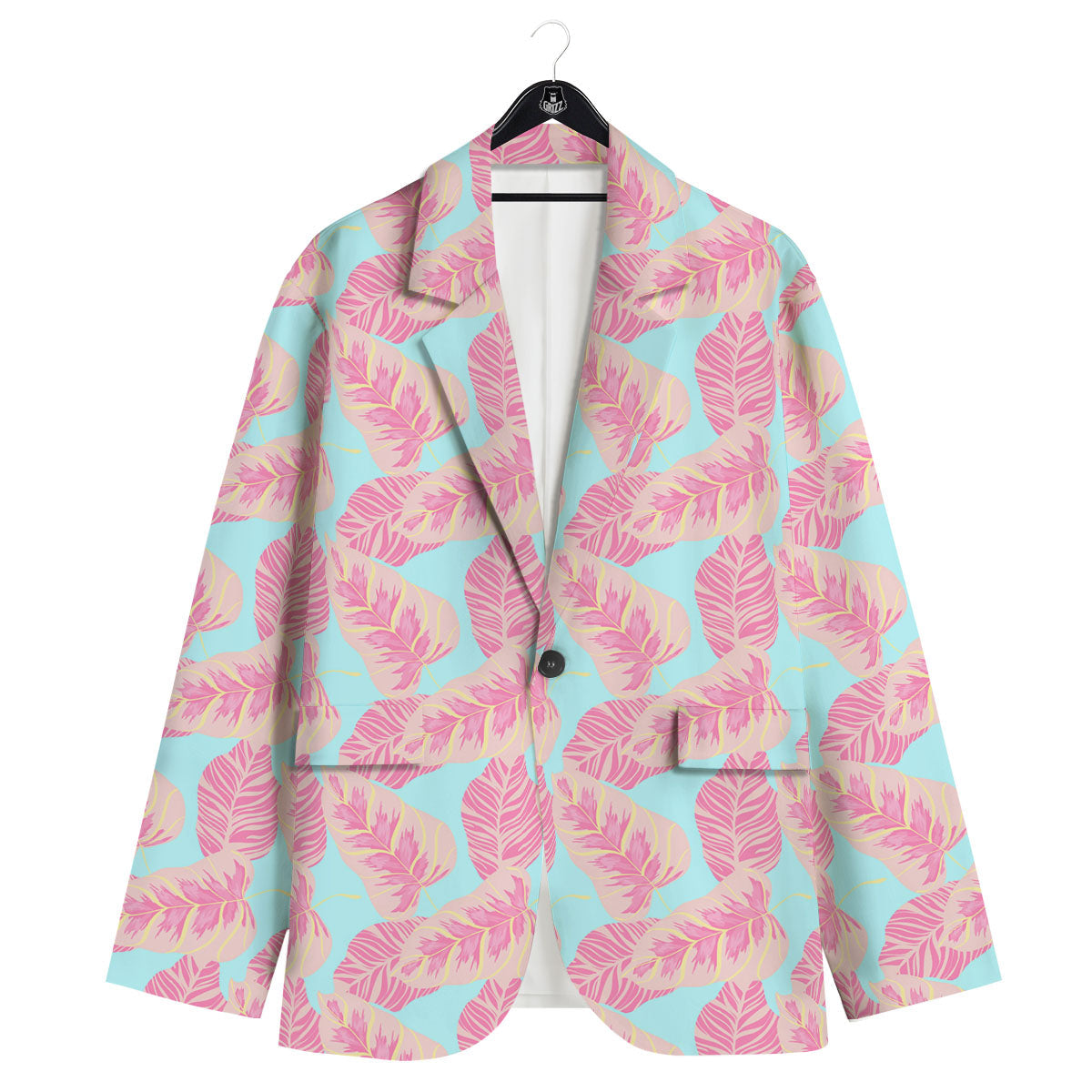 Tropical Leaf Pink And Teal Print Pattern Men's Sport Coat-grizzshop